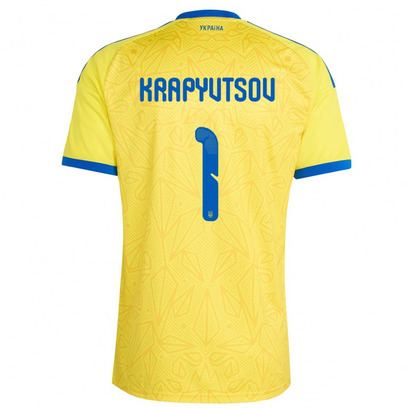 DanxenレディースウクライナVladyslav Krapyvtsov#1黄 青ホームシャツ26-28ジャージーユニフォーム