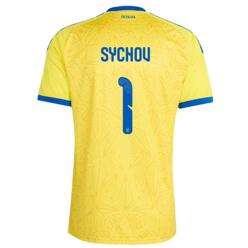 DanxenレディースウクライナDanylo Sychov#1黄 青ホームシャツ26-28ジャージーユニフォーム