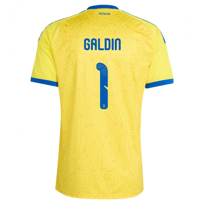 DanxenレディースウクライナIgor Galdin#1黄 青ホームシャツ26-28ジャージーユニフォーム