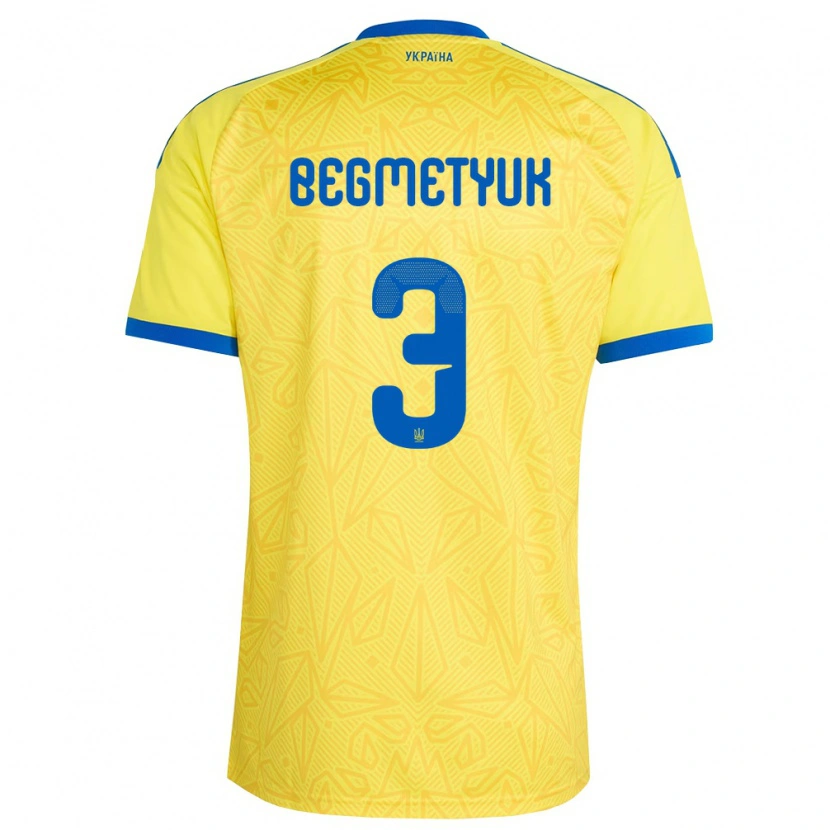 DanxenレディースウクライナBogdan Begmetyuk#3黄 青ホームシャツ26-28ジャージーユニフォーム