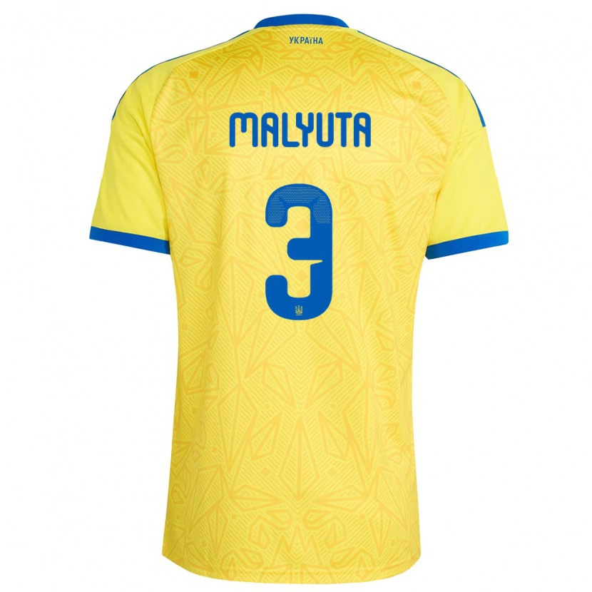 DanxenレディースウクライナArtur Malyuta#3黄 青ホームシャツ26-28ジャージーユニフォーム