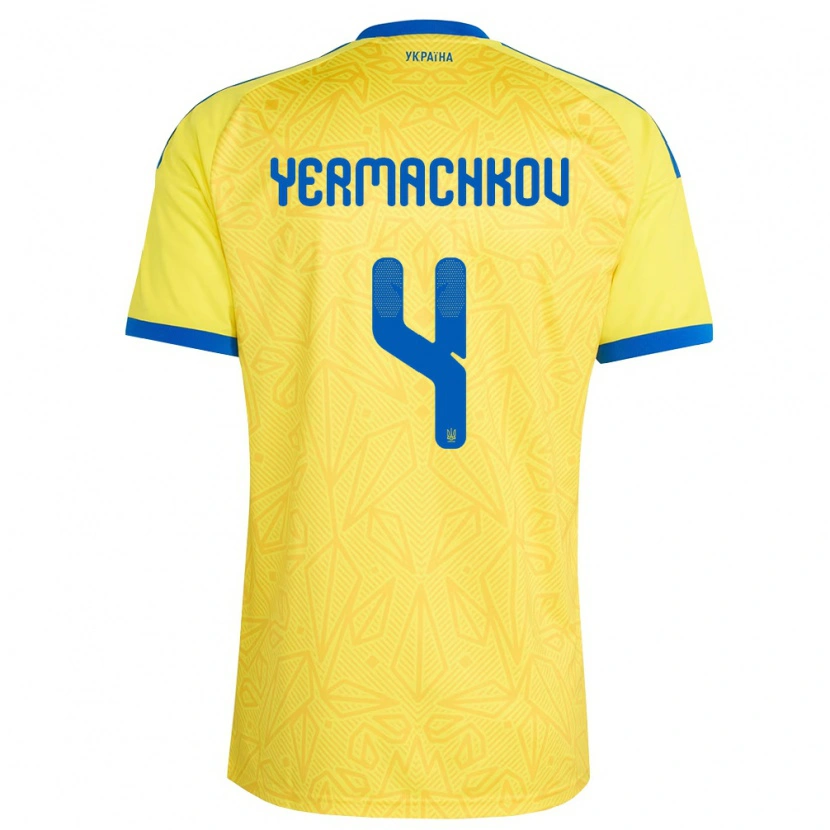 DanxenレディースウクライナIvan Yermachkov#4黄 青ホームシャツ26-28ジャージーユニフォーム
