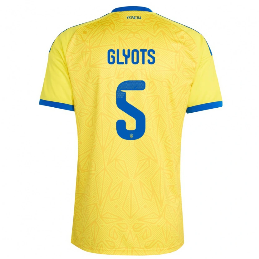 DanxenレディースウクライナSvyatoslav Glyots#5黄 青ホームシャツ26-28ジャージーユニフォーム