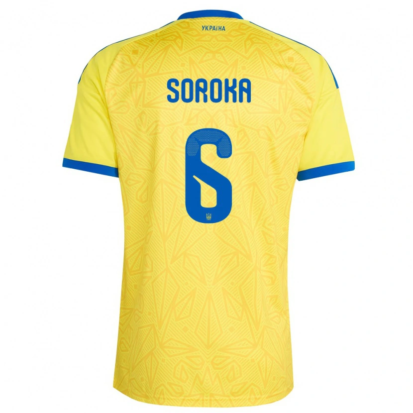 DanxenレディースウクライナOleksandr Soroka#6黄 青ホームシャツ26-28ジャージーユニフォーム