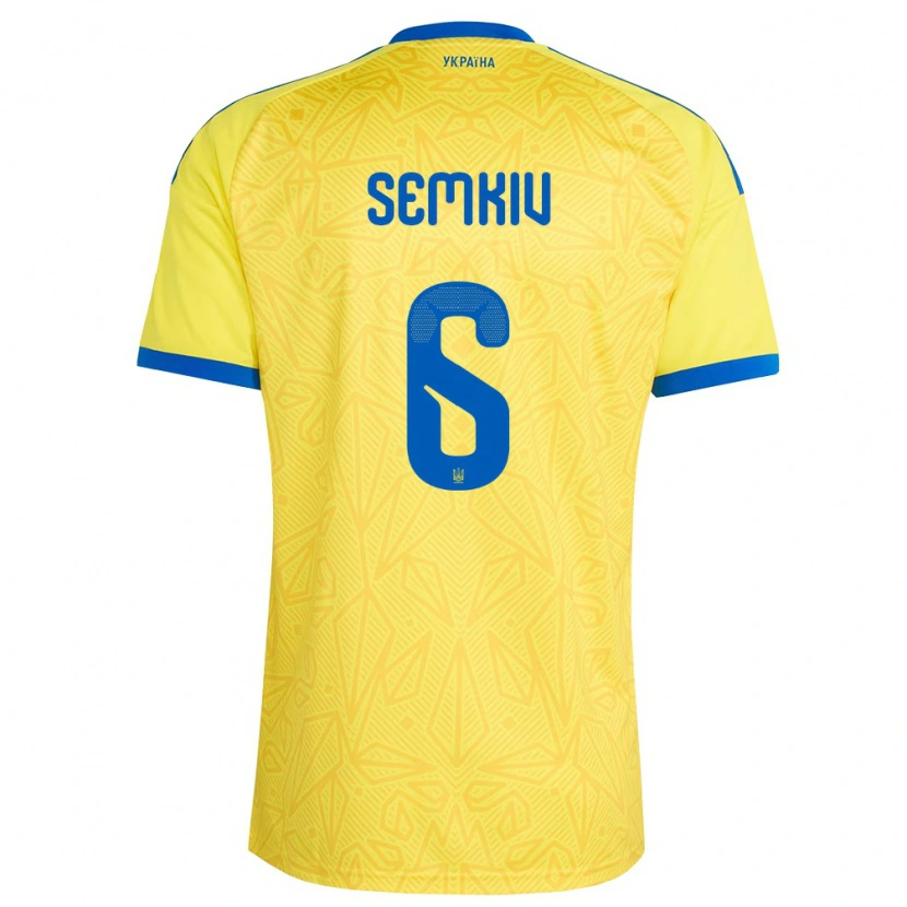DanxenレディースウクライナDayana Semkiv#6黄 青ホームシャツ26-28ジャージーユニフォーム