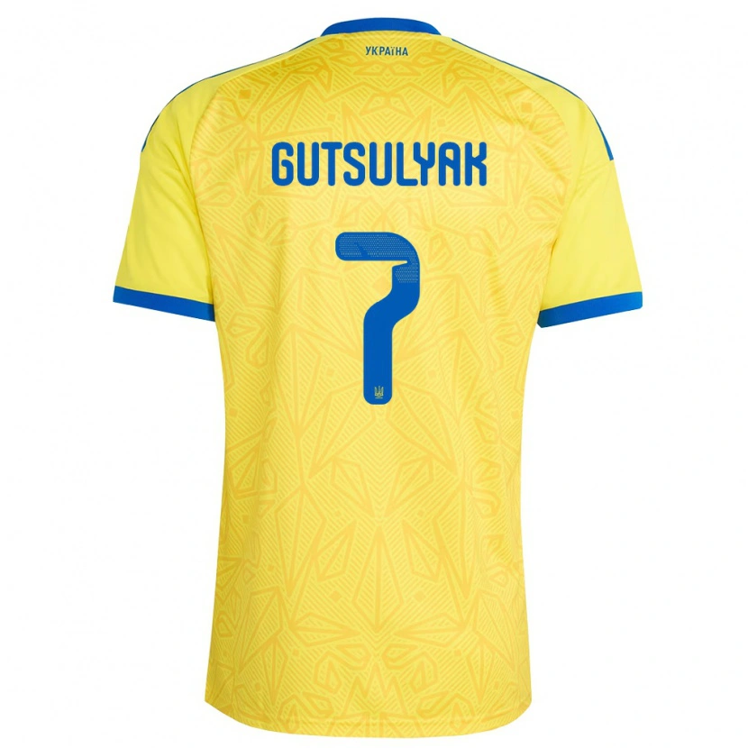 DanxenレディースウクライナOleksiy Gutsulyak#7黄 青ホームシャツ26-28ジャージーユニフォーム