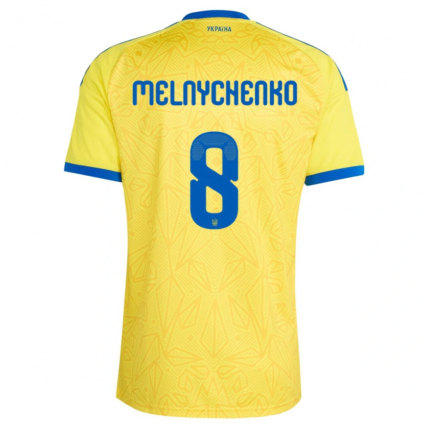 Danxenレディースウクライナマクシム・メルニチェンコ#8黄 青ホームシャツ26-28ジャージーユニフォーム
