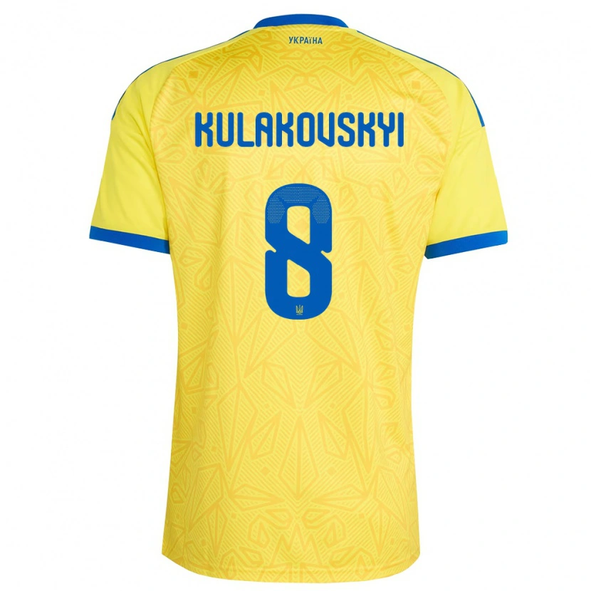 DanxenレディースウクライナArtem Kulakovskyi#8黄 青ホームシャツ26-28ジャージーユニフォーム