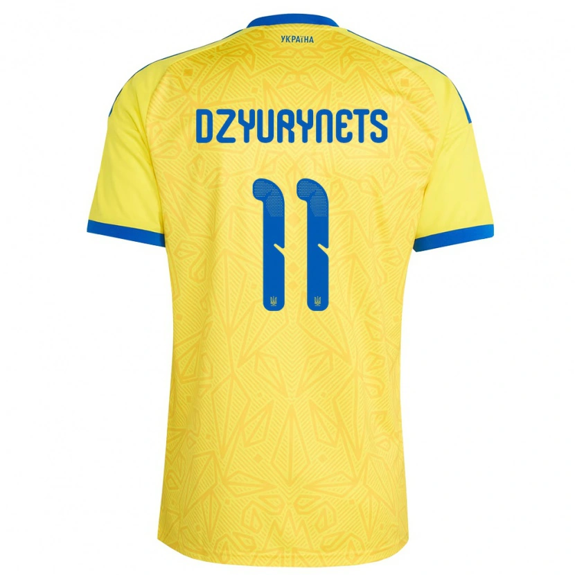DanxenレディースウクライナOleg Dzyurynets#11黄 青ホームシャツ26-28ジャージーユニフォーム