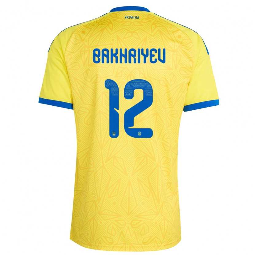 DanxenレディースウクライナKarim Bakhriyev#12黄 青ホームシャツ26-28ジャージーユニフォーム