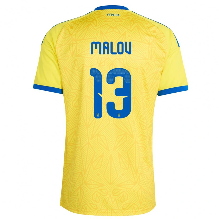 DanxenレディースウクライナDanylo Malov#13黄 青ホームシャツ26-28ジャージーユニフォーム