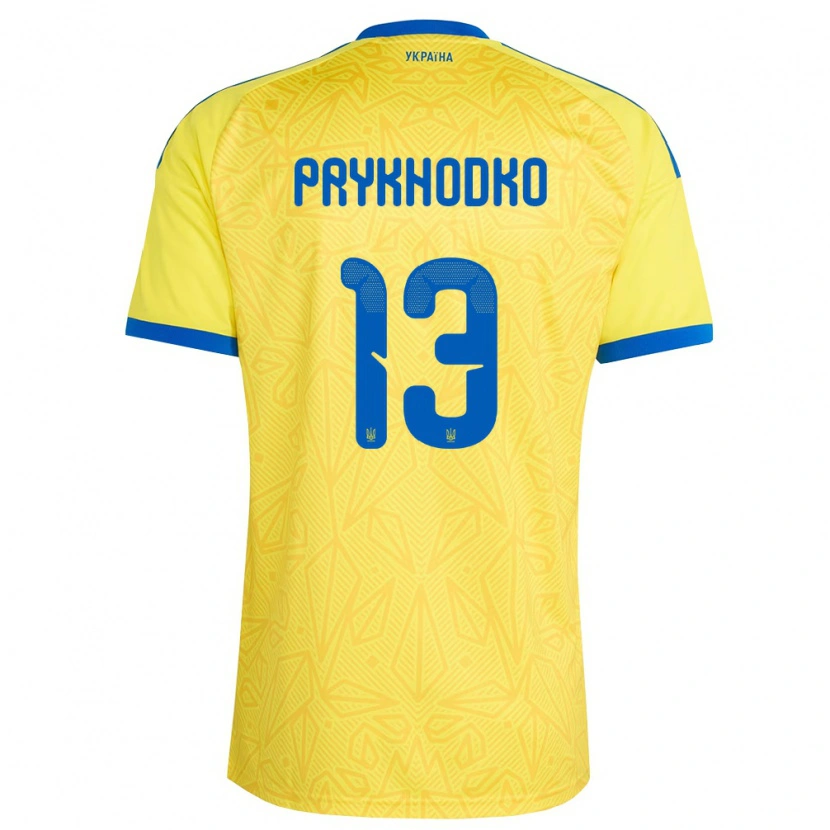 DanxenレディースウクライナDanylo Prykhodko#13黄 青ホームシャツ26-28ジャージーユニフォーム