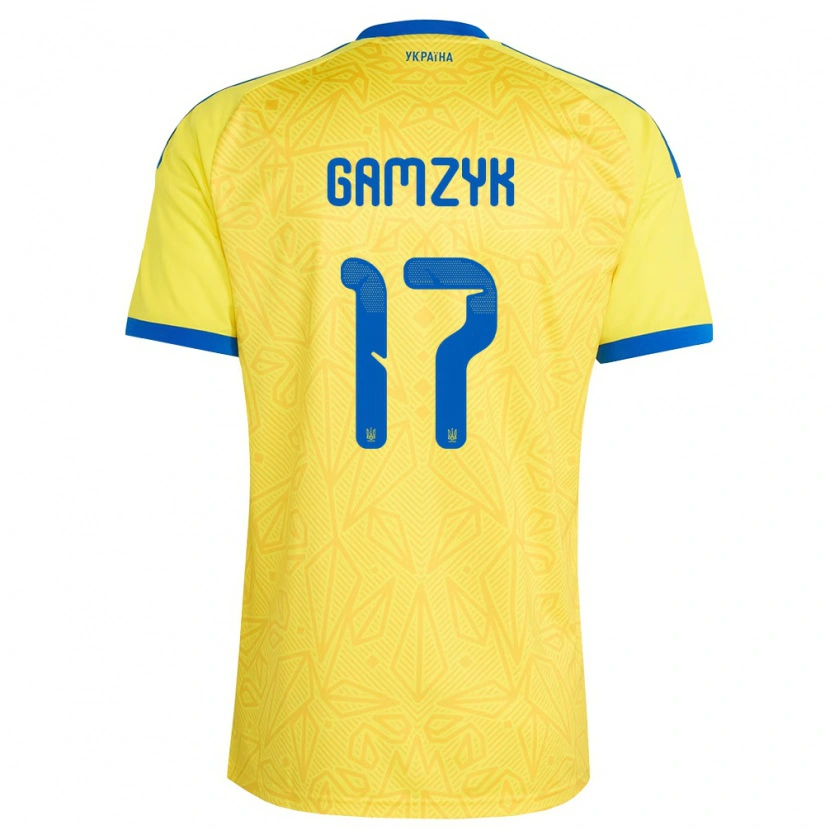 DanxenレディースウクライナAndriy Gamzyk#17黄 青ホームシャツ26-28ジャージーユニフォーム
