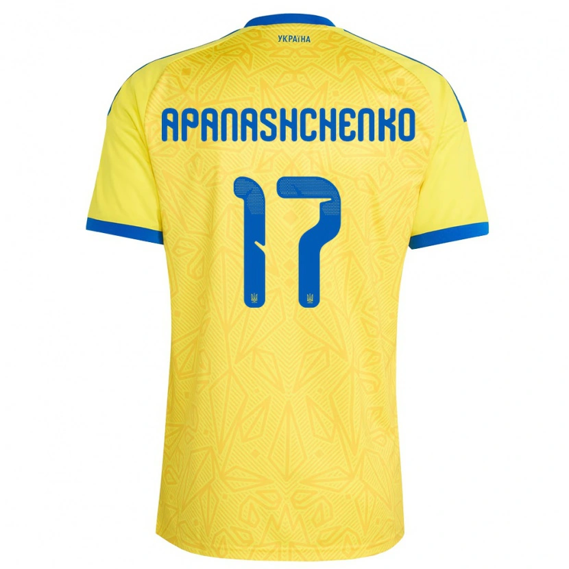 DanxenレディースウクライナDaryna Apanashchenko#17黄 青ホームシャツ26-28ジャージーユニフォーム
