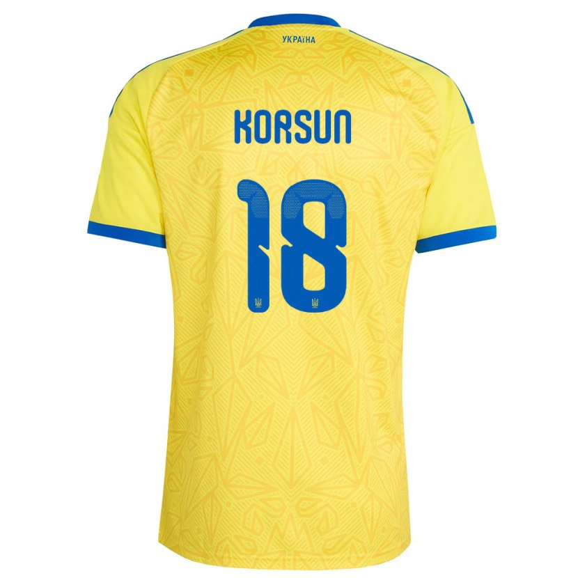 DanxenレディースウクライナKateryna Korsun#18黄 青ホームシャツ26-28ジャージーユニフォーム