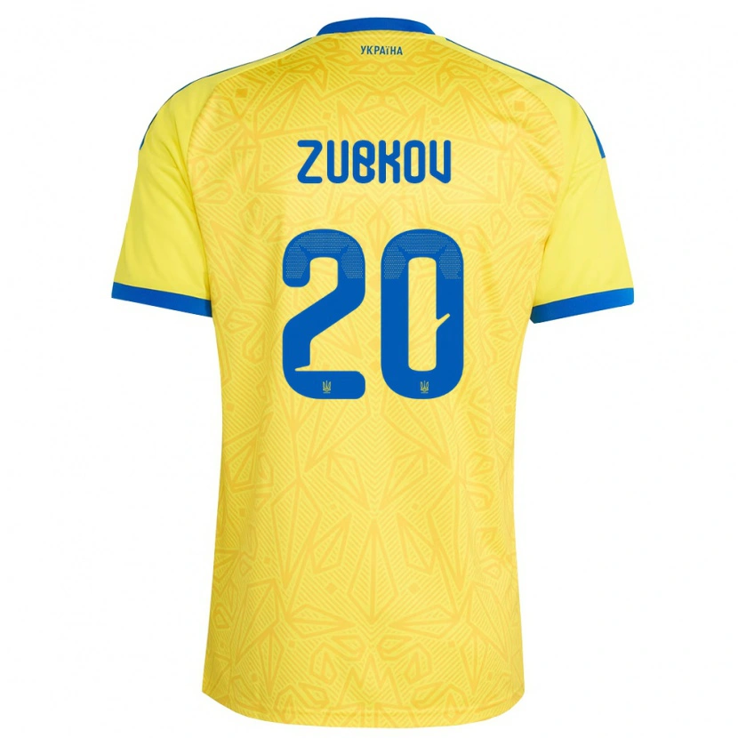 Danxenレディースウクライナオレクサンドル・ズブコフ#20黄 青ホームシャツ26-28ジャージーユニフォーム