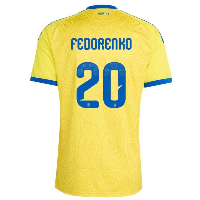 DanxenレディースウクライナArseniy Fedorenko#20黄 青ホームシャツ26-28ジャージーユニフォーム