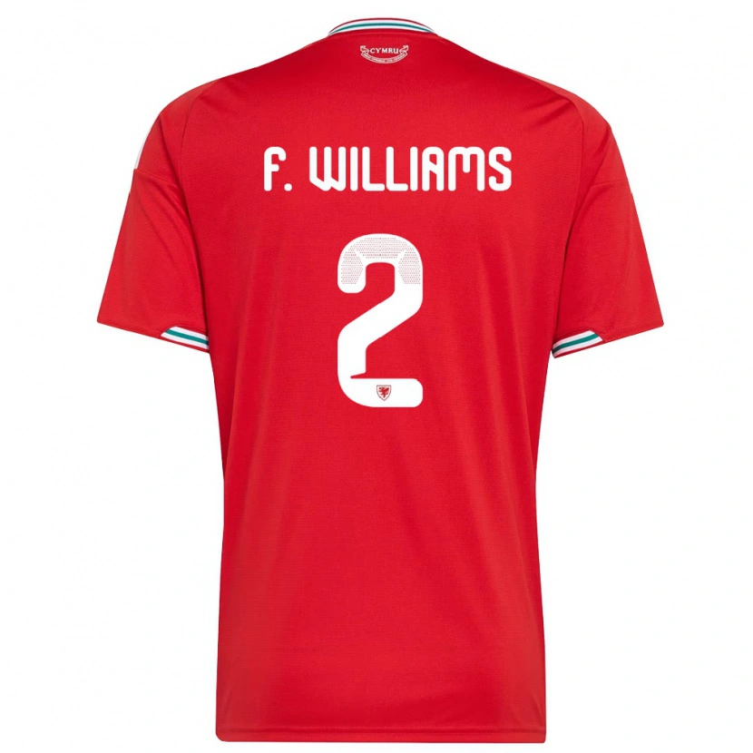 DanxenレディースウェールズFabian Williams#2赤 白 緑ホームシャツ26-28ジャージーユニフォーム