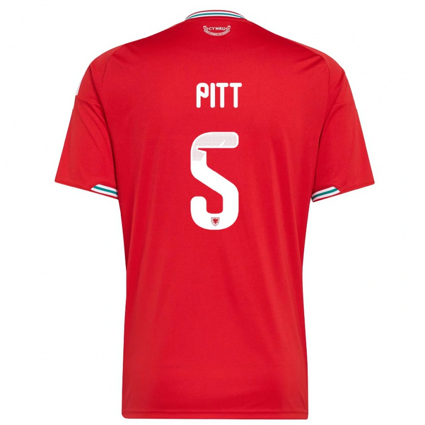 DanxenレディースウェールズTheo Pitt#5赤 白 緑ホームシャツ26-28ジャージーユニフォーム