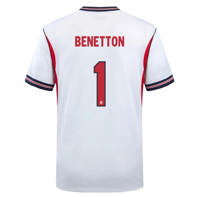 DanxenレディースイングランドLucca Benetton#1白 紺 赤ホームシャツ26-28ジャージーユニフォーム