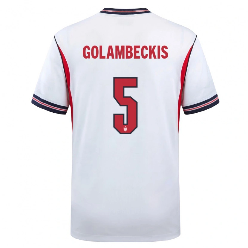 DanxenレディースイングランドAiridas Golambeckis#5白 紺 赤ホームシャツ26-28ジャージーユニフォーム