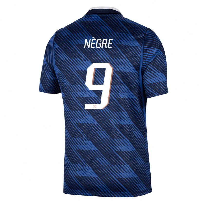 DanxenレディースフランスThibo Nègre#9紺 青 白ホームシャツ26-28ジャージーユニフォーム