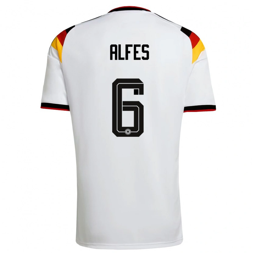 DanxenレディースドイツKonrad Alfes#6白 黒 赤ホームシャツ26-28ジャージーユニフォーム