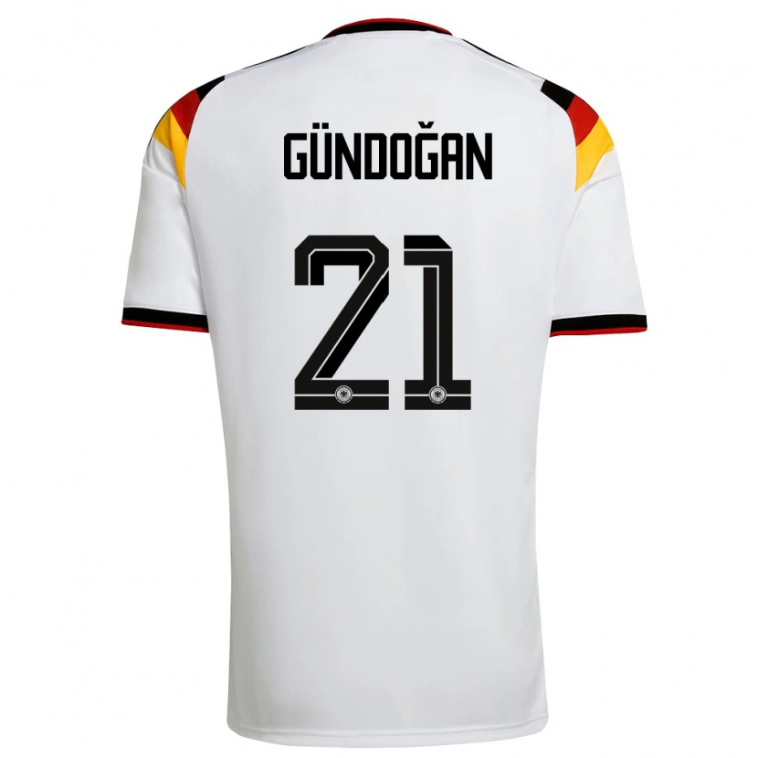 Danxenレディースドイツイルカイ・ギュンドアン#21白 黒 赤ホームシャツ26-28ジャージーユニフォーム