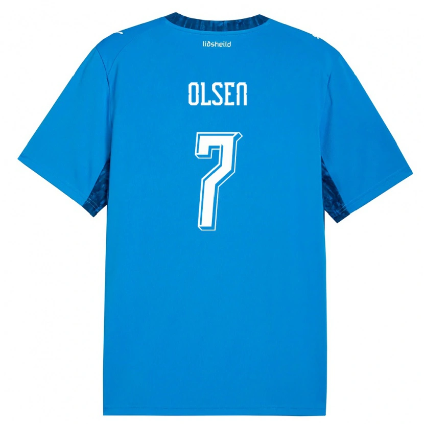 DanxenレディースアイスランドGunnar Olsen#7青 紺ホームシャツ26-28ジャージーユニフォーム