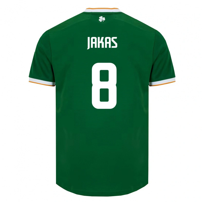 Danxenレディースアイルランド島Jorunas Jakas#8ダークグリーン 白ホームシャツ26-28ジャージーユニフォーム