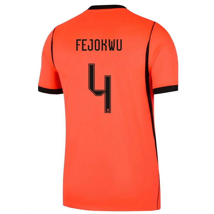 DanxenレディースオランダEmmanuel Fejokwu#4オレンジ 黒ホームシャツ26-28ジャージーユニフォーム