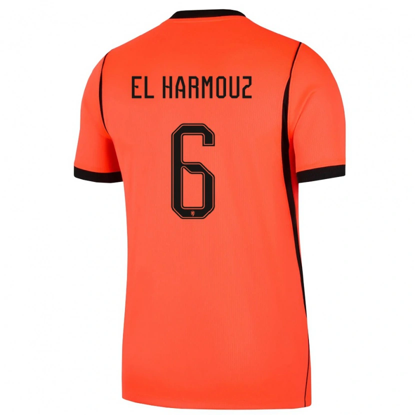 DanxenレディースオランダNassim El Harmouz#6オレンジ 黒ホームシャツ26-28ジャージーユニフォーム