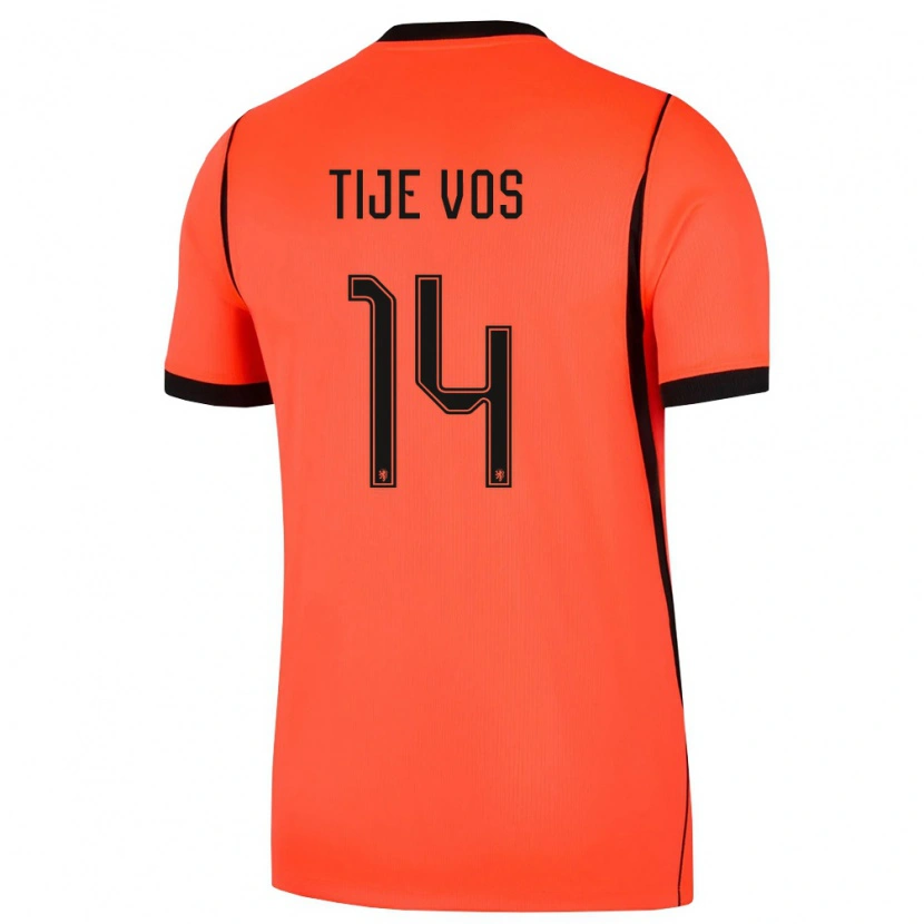 DanxenレディースオランダTije Vos#14オレンジ 黒ホームシャツ26-28ジャージーユニフォーム