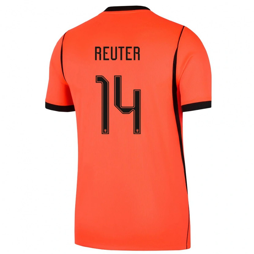 DanxenレディースオランダFrederick Reuter#14オレンジ 黒ホームシャツ26-28ジャージーユニフォーム