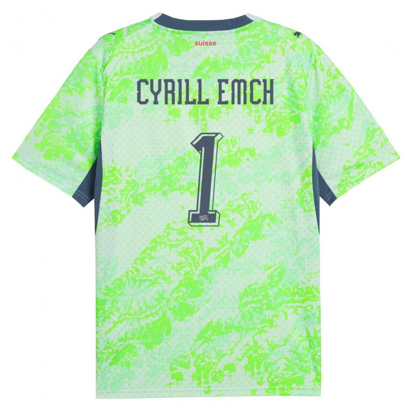 DanxenレディーススイスCyrill Emch#1緑 紺アウェイシャツ26-28ジャージーユニフォーム