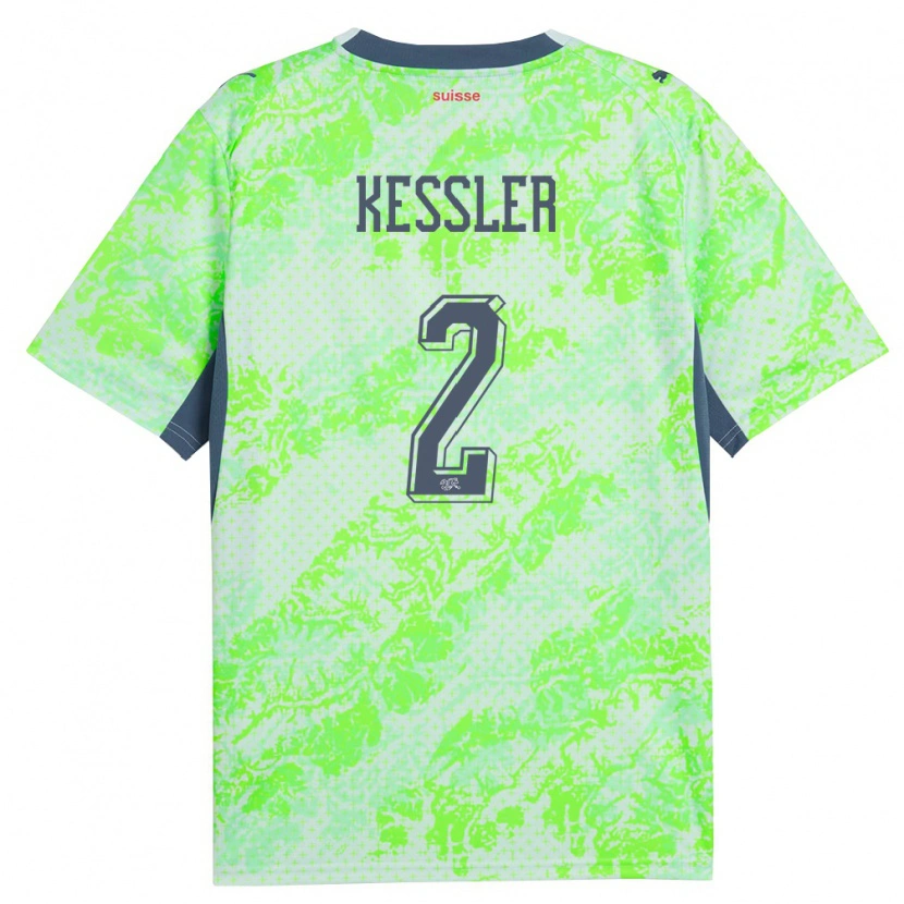 DanxenレディーススイスRyan Kessler#2緑 紺アウェイシャツ26-28ジャージーユニフォーム