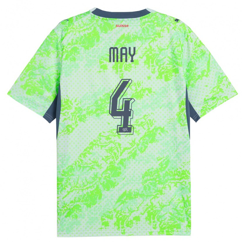 DanxenレディーススイスCyrill May#4緑 紺アウェイシャツ26-28ジャージーユニフォーム