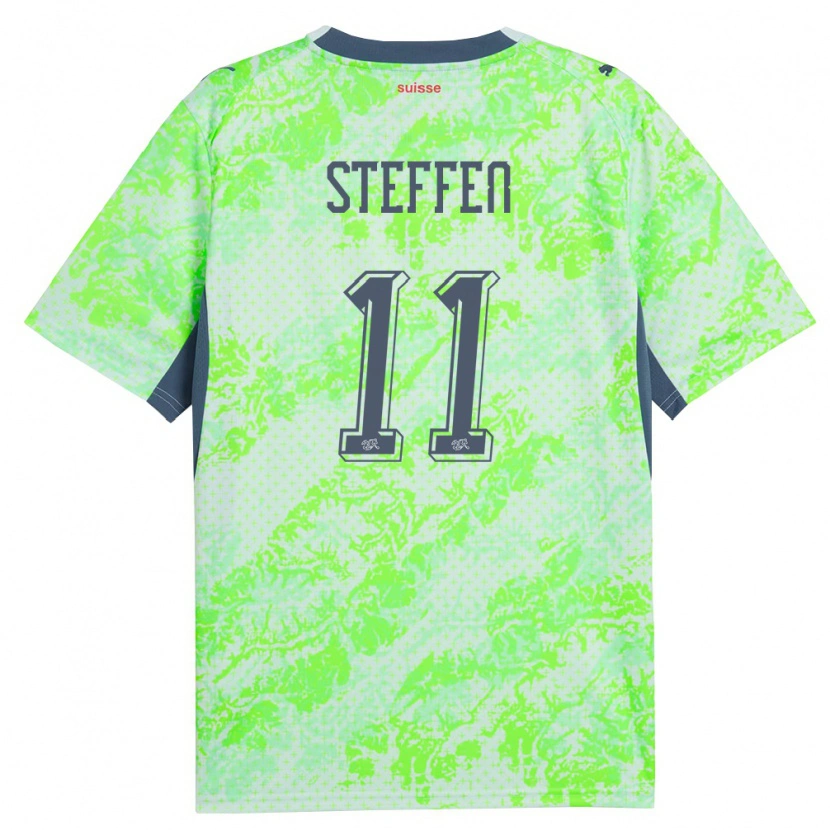 Danxenレディーススイスレナト・シュテフェン#11緑 紺アウェイシャツ26-28ジャージーユニフォーム
