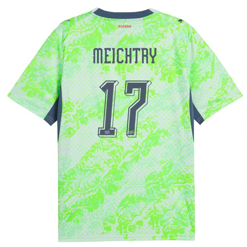 DanxenレディーススイスFranz-Ethan Meichtry#17緑 紺アウェイシャツ26-28ジャージーユニフォーム