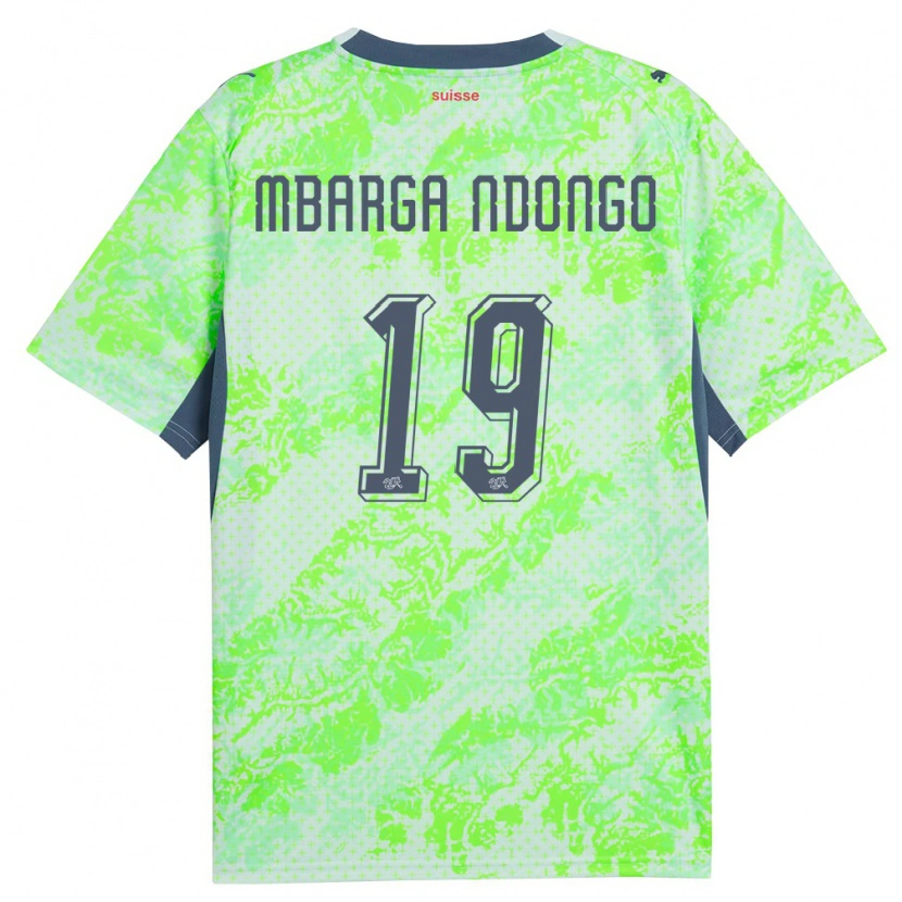 DanxenレディーススイスErnest Mbarga Ndongo#19緑 紺アウェイシャツ26-28ジャージーユニフォーム