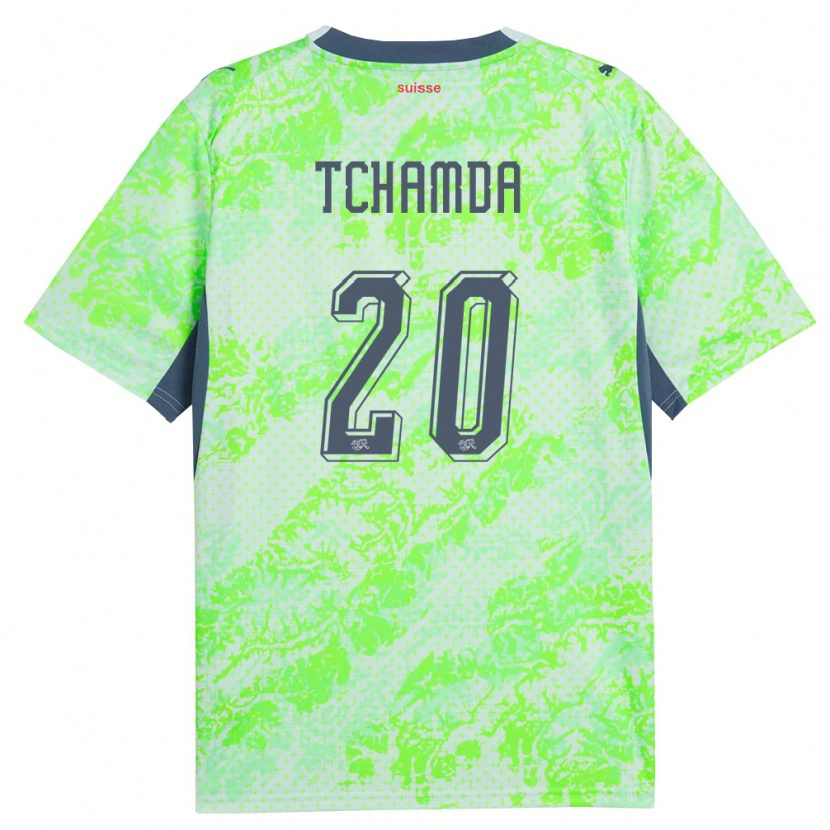 DanxenレディーススイスAaron Tchamda#20緑 紺アウェイシャツ26-28ジャージーユニフォーム
