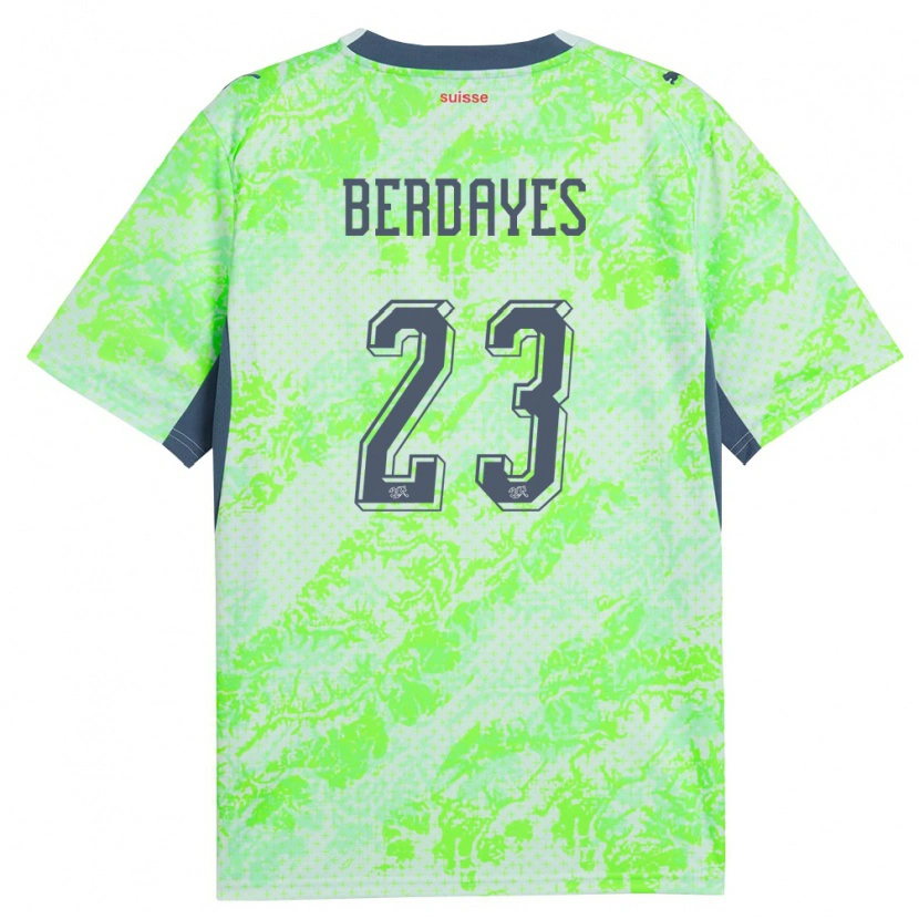 DanxenレディーススイスThéo Berdayes#23緑 紺アウェイシャツ26-28ジャージーユニフォーム