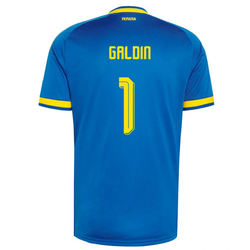 DanxenレディースウクライナIgor Galdin#1青 黄 紺アウェイシャツ26-28ジャージーユニフォーム