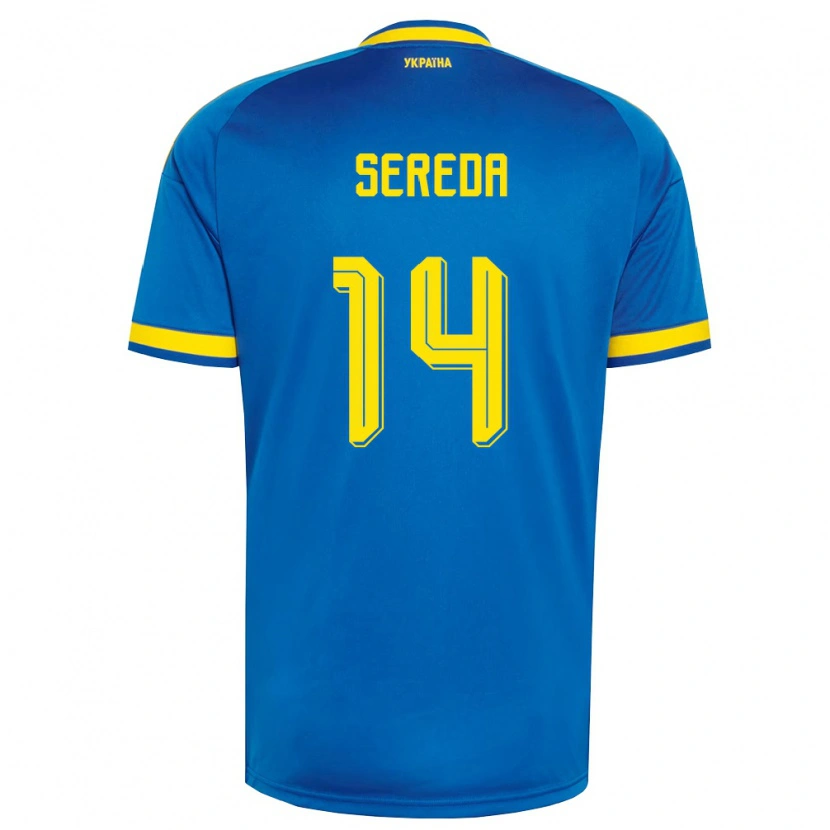 DanxenレディースウクライナOleksandr Sereda#14青 黄 紺アウェイシャツ26-28ジャージーユニフォーム