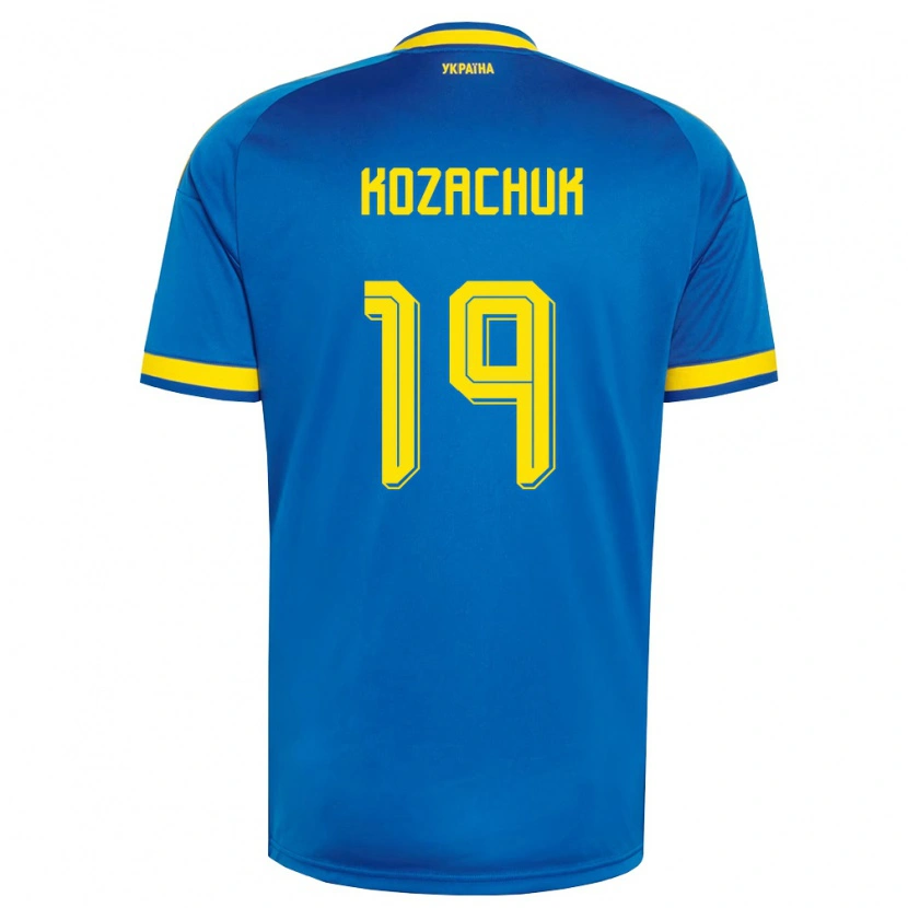 DanxenレディースウクライナYevgen Kozachuk#19青 黄 紺アウェイシャツ26-28ジャージーユニフォーム
