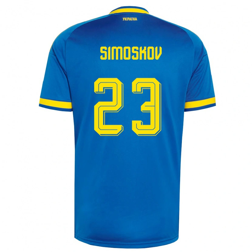 DanxenレディースウクライナAleksander Simoskov#23青 黄 紺アウェイシャツ26-28ジャージーユニフォーム
