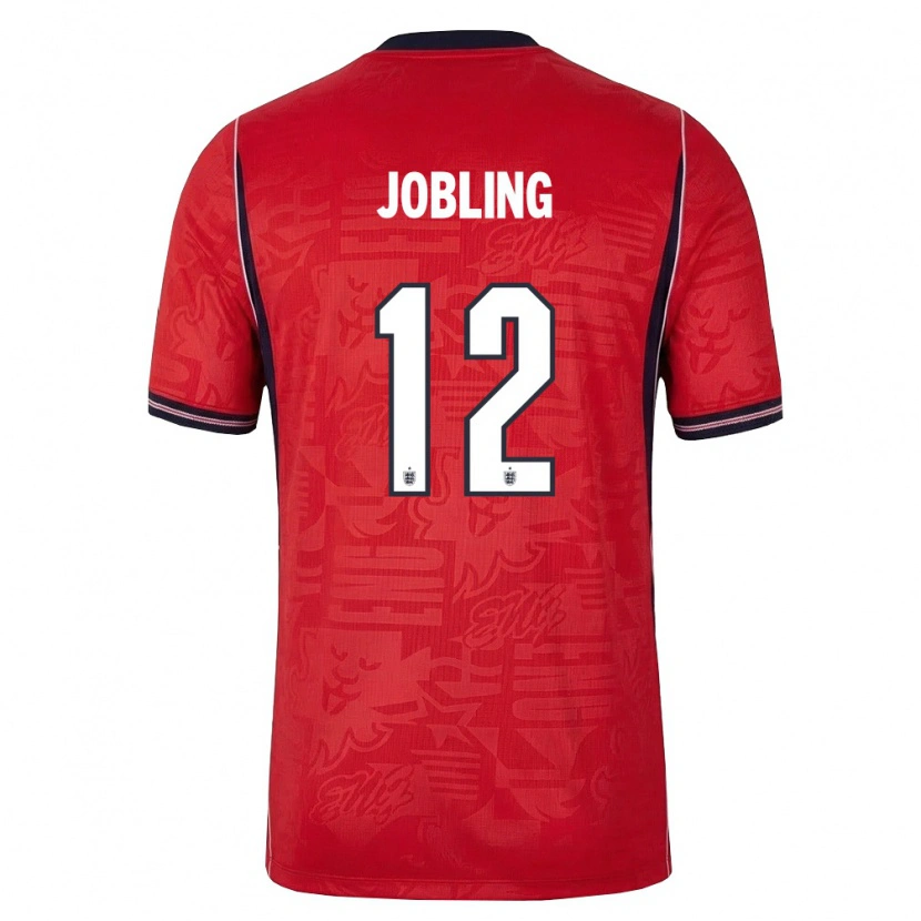 DanxenレディースイングランドGeorge Jobling#12赤 紺 白アウェイシャツ26-28ジャージーユニフォーム