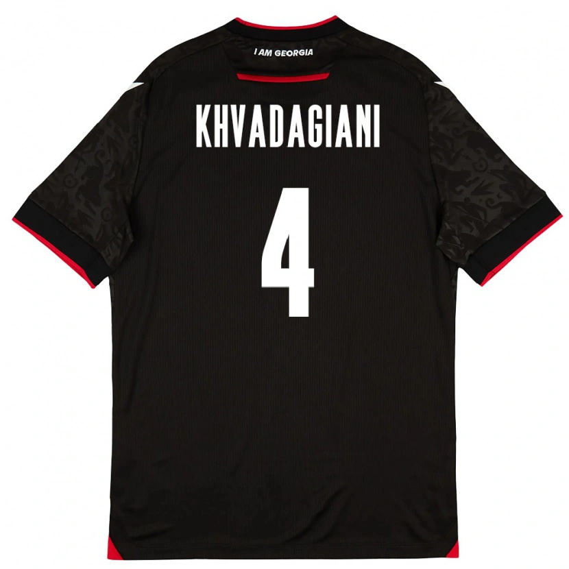 Danxenレディースジョージアサバ・フヴァダギアニ#4黒 白 赤アウェイシャツ26-28ジャージーユニフォーム