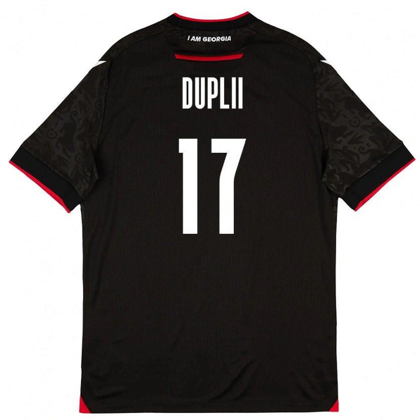 DanxenレディースジョージアDaniil Duplii#17黒 白 赤アウェイシャツ26-28ジャージーユニフォーム