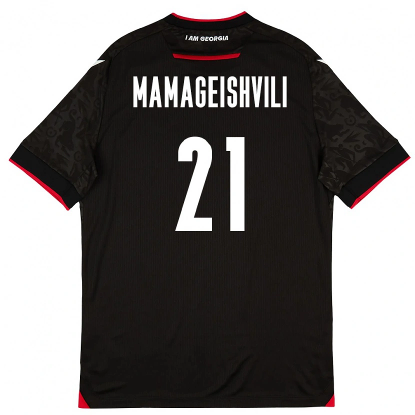 DanxenレディースジョージアOtar Mamageishvili#21黒 白 赤アウェイシャツ26-28ジャージーユニフォーム